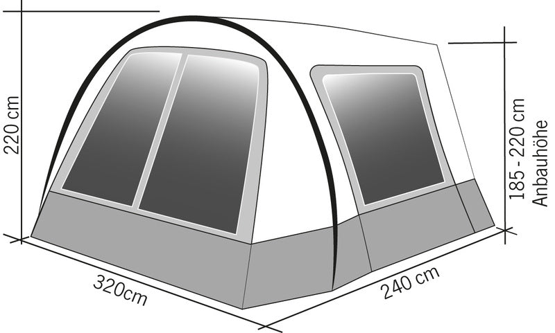 Hispaniola Sonnensegel / Vorzelt für Campingbusse - Anbauhöhe 185-220 cm