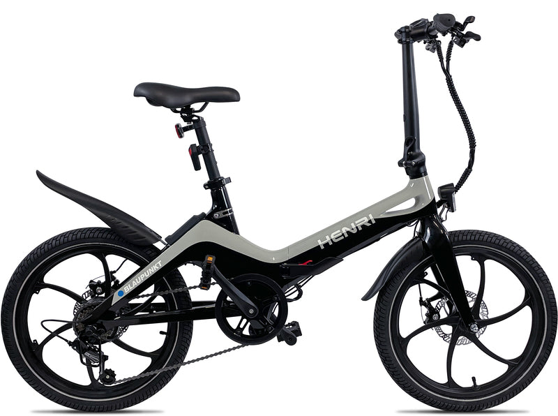 E-bike HENRI faltbar, grau/schwarz 20", Shimano 6-Gang Schaltg