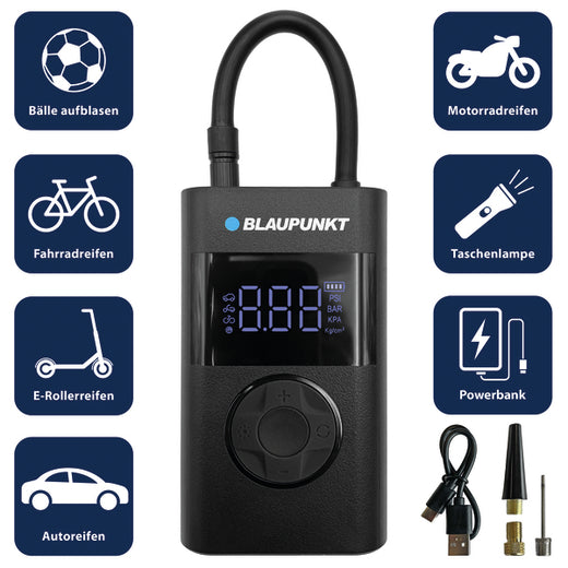 Tragbare Akku-Luftpumpe TPM 124 mit Powerbank-Funktion / integrierter LED