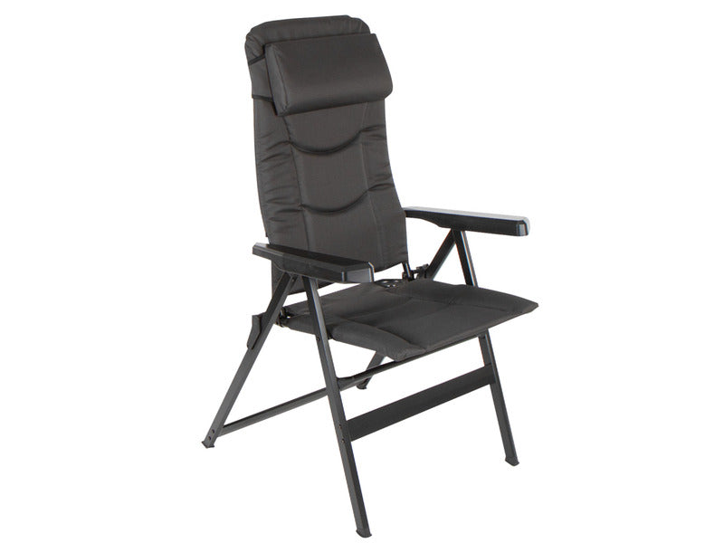 Campingstuhl klappbar, faltbar, gepolstert, inkl. Kopfpolster. Mit 7-fach-ergonomischer Rückenlehne