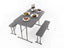 Garnitur EASY - Tisch 105x65cm u. 2 BÃ¤nke 84,5x20cm, grau