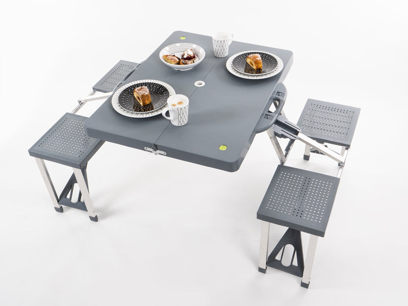 Picknick Tischgruppe grau, 65x85x67cm, 4 fixierte Sitze