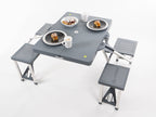 Picknick Tischgruppe grau, 65x85x67cm, 4 fixierte Sitze