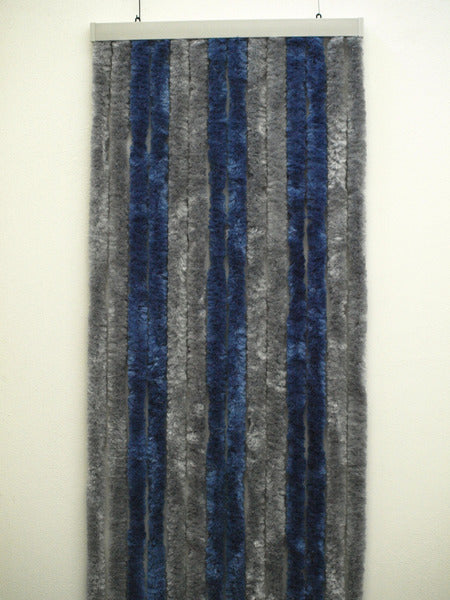 Flauschvorhang 56 x 185 cm, grau/dunkelblau für Caravantüren