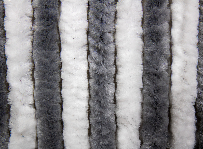 Carbest Chenille-Flauschvorhang - 56 x 185 cm - Weiß / Grau