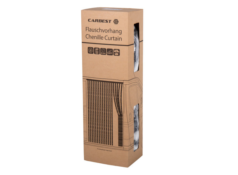 Carbest Chenille-Flauschvorhang - 56 x 185 cm - Weiß / Grau