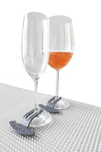 Stielglashalter für Wein- und Sektgläser, für Noppenplatte. 2er Set