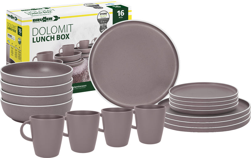 Brunner Melamin Geschirr-Set DOLOMIT ROSE 16-tlg, für 4 Pers.