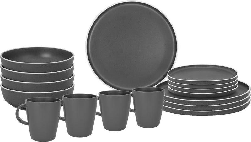 Brunner Melamin Geschirr-Set DOLOMIT GREY 16-tlg, für 4 Pers.