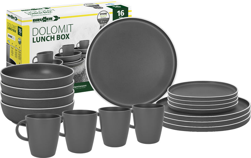 Brunner Melamin Geschirr-Set DOLOMIT GREY 16-tlg, für 4 Pers.