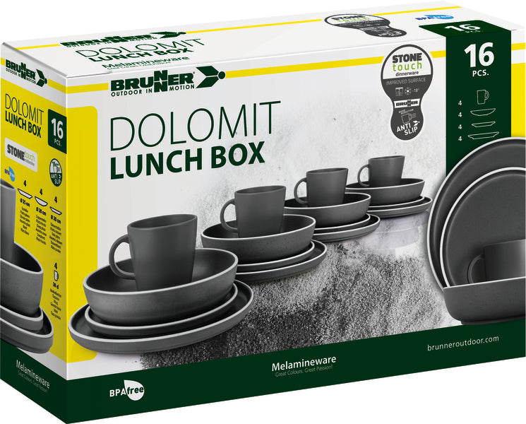 Brunner Melamin Geschirr-Set DOLOMIT GREY 16-tlg, für 4 Pers.
