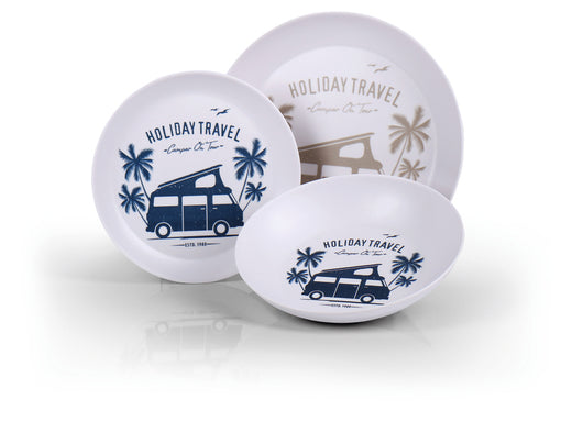 HOLID HOLIDAY TRAVEL Melamin-Geschirr-Set für 2 Personen, 6-teilig