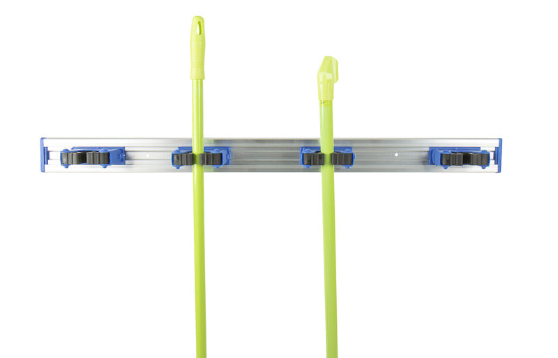Besen Halterung mit 5 Clips in blau, 70cm