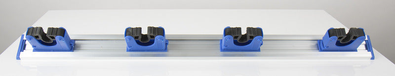 Besen Halterung mit 5 Clips in blau, 70cm