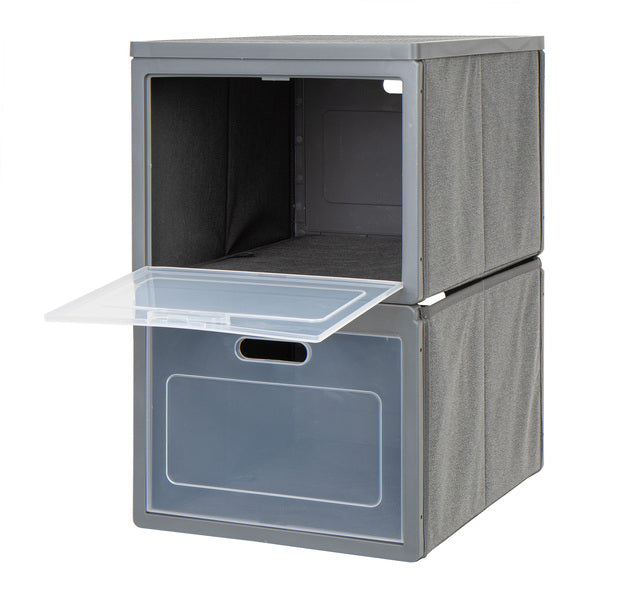 Faltschrank Box 2, B30 x H50 x T40cm, grau, mit 2 Fächern