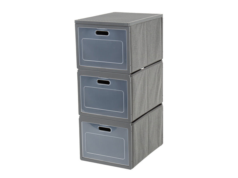 Faltschrank Box 3, B30 x H75 x T40cm, grau, mit 3 Fächern