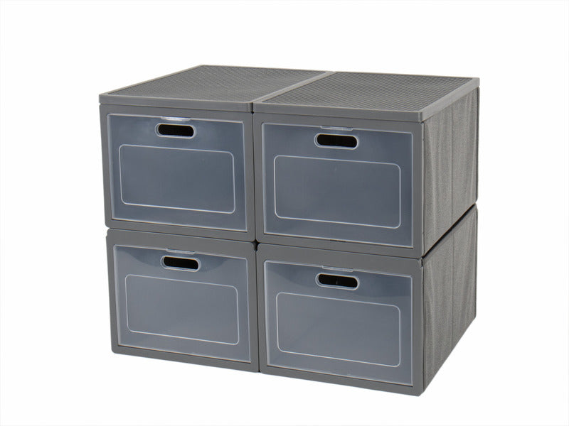 Faltschrank Box 4, B60 x H50 x T40cm, grau, mit 4 Fächern