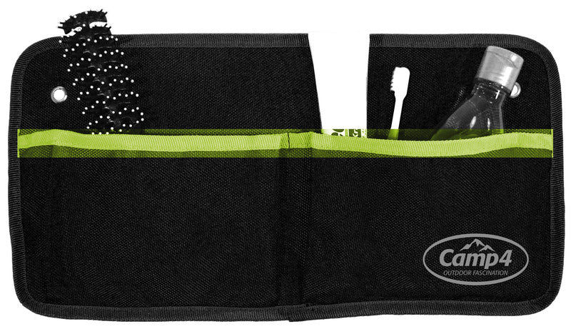 Camp4 Utensilo TESSA 2, mit 2 Taschen, schwarz/lime B40xH20cm, Ösenbefestigung