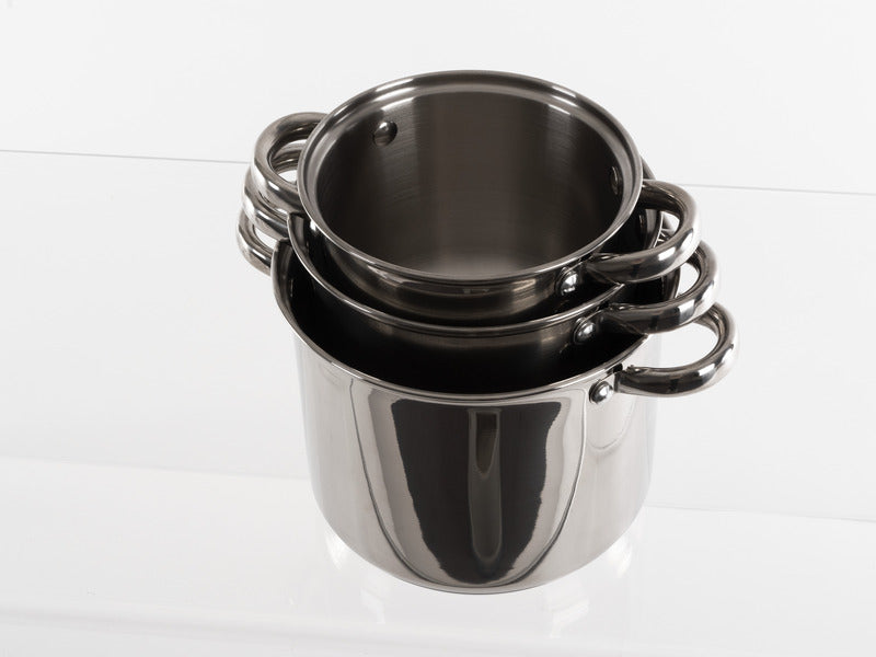 Camping Topfset mit Glasdeckel, Edelstahl, 6-teilig