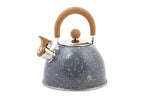 Flötenkessel CASSIA 1,5l, Stone-Optik, Henkel/Deckel Holzoptik
