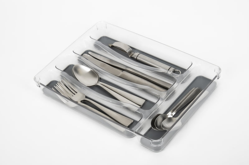 Besteckkasten Kunststoff, transparent, Antirutsch, Einleger rausnehmb.