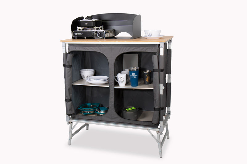 Campingküche BAMBOO QUICK HIGH,ausklappbare Füsse, Schnellaufbausystem