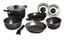 Camping-Topfset - 9-teilig - Silber/schwarz