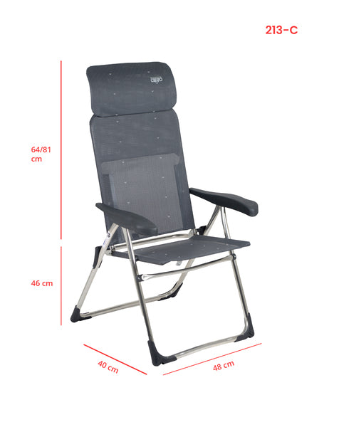 Crespo Campingstuhl AL-213, dunkelgrau, verschiebbare Kopfstütze