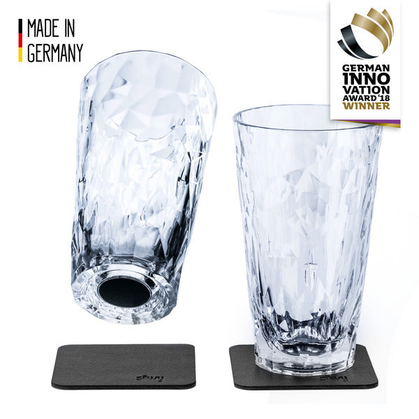 MagnetlongdrinkglÃ¤ser 300ml + Untersetzer, je 2 StÃ¼ck, Ã8,8cm,H 14,1cm