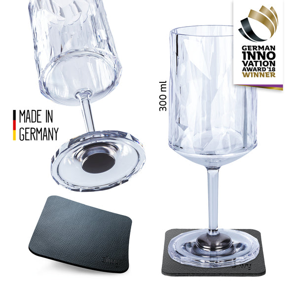WeinglÃ¤ser Magnet+ 2er-Set,300ml,H20,5cm,Ã7,6cm, Plastik Highteck
