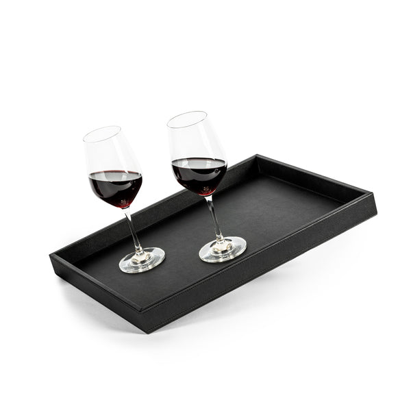 Metalltablett black in Lederlook,31,5x41,5 cm