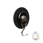 Silwy Magnet-Haken "THE ONE"+Metall-Nano-Gel-Pad BLACK,Ø6,5 cm, Lederlook