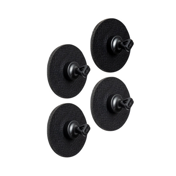 Magnet-Haken "FLEX"+Metall-Nano-Gel-Pad, 4ST,schwarz,Ã5,0cm, Lederlook