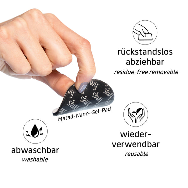 Metall-Nano-Gel-Pads; 4er Set, schwarz, Ø 6,5 cm