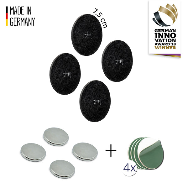 Magnet-POWER+Nano-Gel-Pad,4ST,silber/schwarz, Ã7,5cm, Lederlook