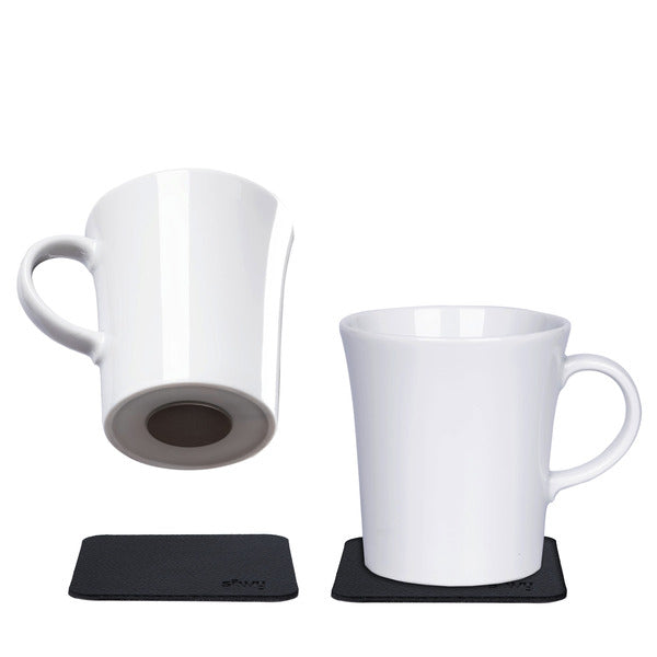Magnet-Henkeltasse Porzellan 270ml, mit Untersetzer, H10cm, Ã9cm