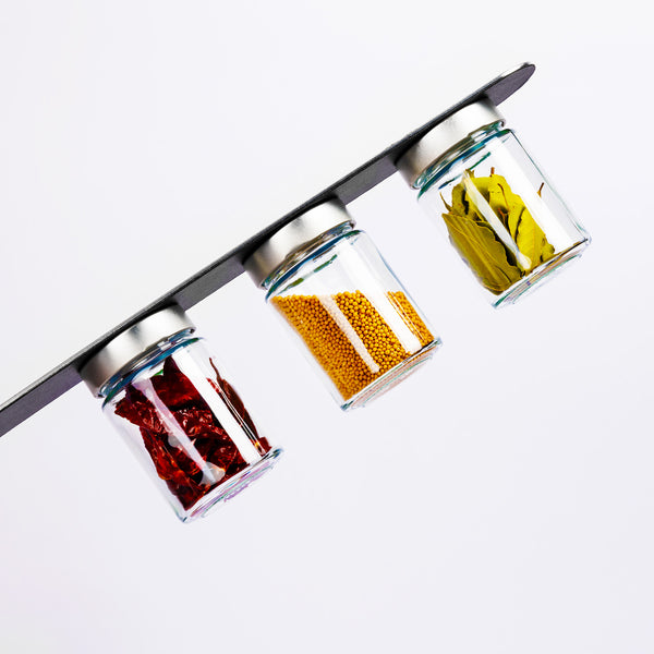 SILWY Magnet-Aufbewahrungsgläser mit Leiste, je 192ml, H9,3cm Ã6,2cm