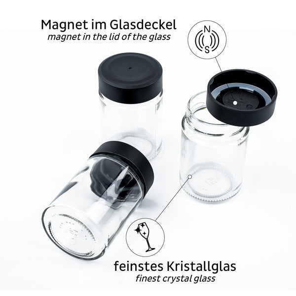 Feinkost-Magnetgläser BLACK &amp; CLASSY - 192 ml