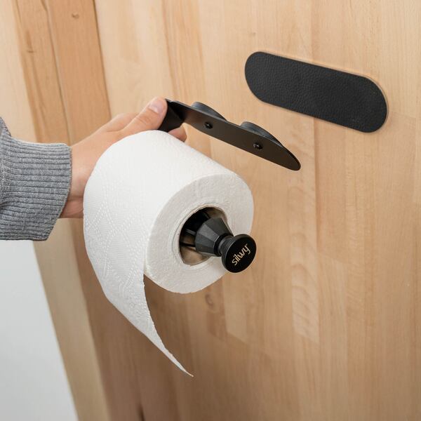 Magnet Toilettenpapierhalt. SILWY inkl.MetallPad  Black,16,6x4,5x11 cm