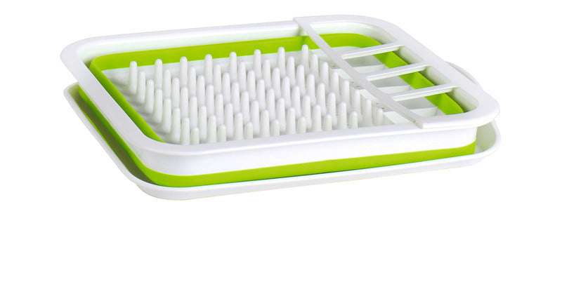 Camp4 Silikon-Geschirrtrockner - 37 x 31 x 6/13 cm - Weiß/lime