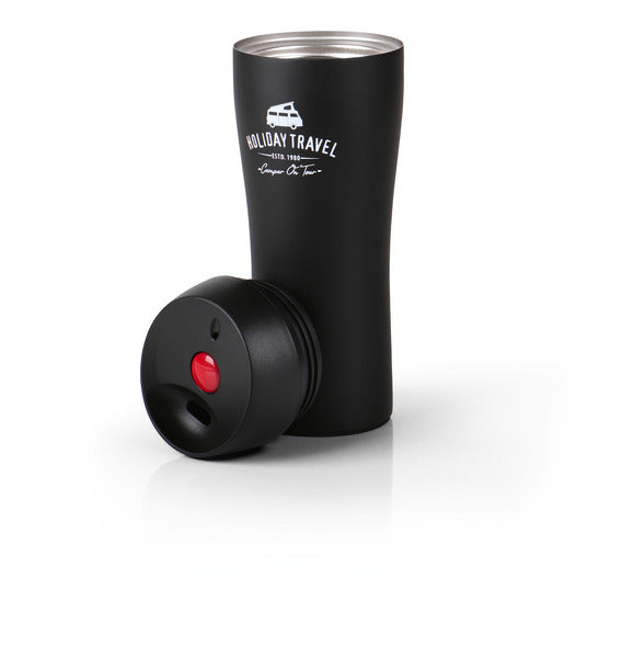Thermo-Kaffeebecher HOLIDAY TRAVEL 400ml, schwarz, Edelstahl