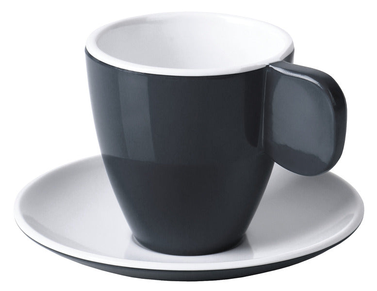 Melamin Espresso-Tassen - Anthrazit / Weiß - 2er Set