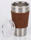 HOLIDAY TRAVEL Vacuumbecher mit Deckel, Edelstahl, 450ml, mit Ledermanschette