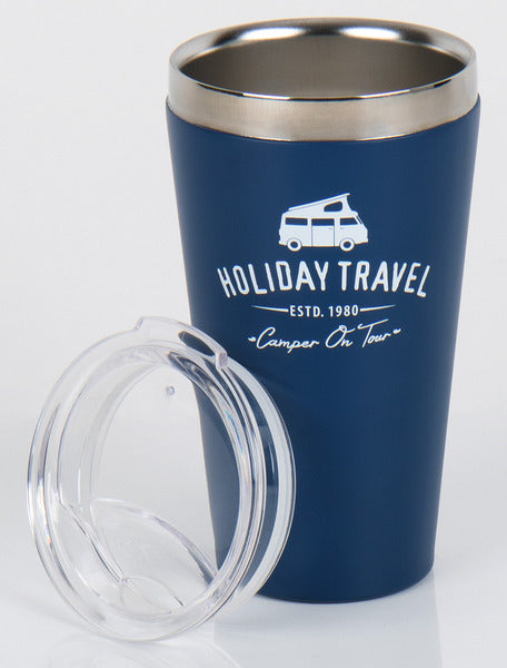 HOLID HOLIDAY TRAVEL Vacuumbecher mit Deckel, Edelstahl, 450ml, blau