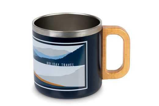 HOLIDAY TRAVEL SPIRIT Edelstahl-Tasse mit Holz-Griff