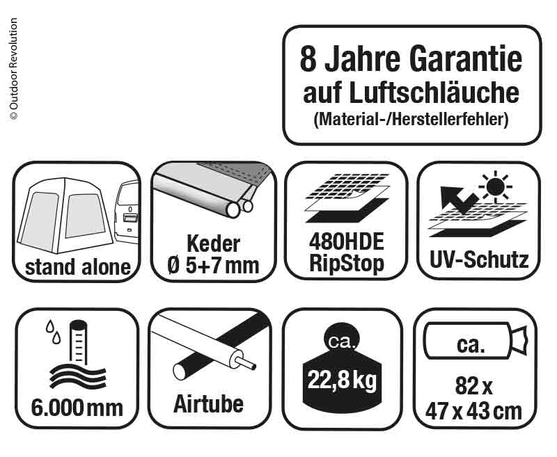 Luftvorzelt für Kastenwagen in Pavillon-Größe
