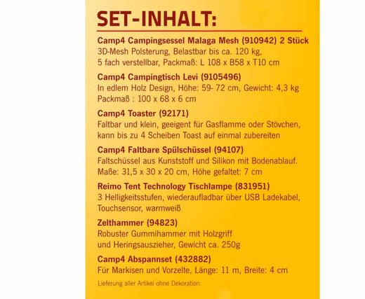 Camping Starter Set "Pro" für 2 Personen