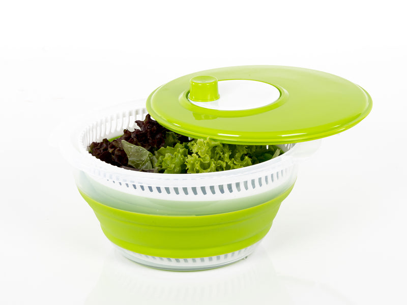 faltbare Salatschleuder, lime/weiÃ, auch Sieb & Schüssel, mit Deckel