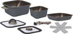 Topfset TORRALTA SQUARE 6-tlg,20x15cm,20x5cm,16x12cm+2 Deckel, Griff