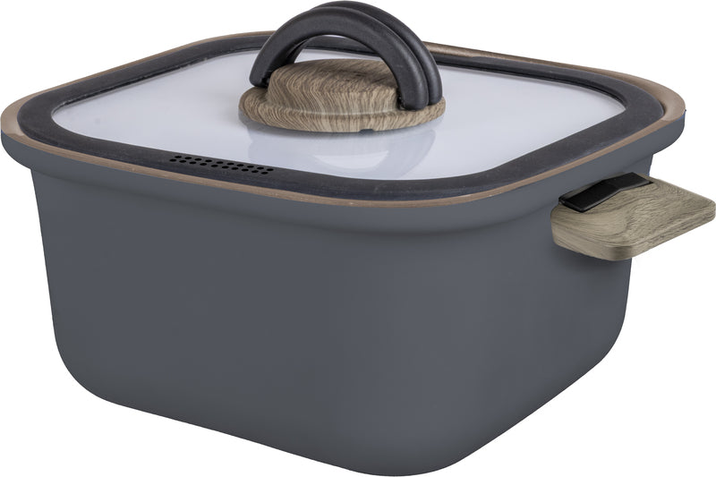 Topfset TORRALTA SQUARE 6-tlg,20x15cm,20x5cm,16x12cm+2 Deckel, Griff